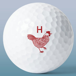 Chicken Hen Monogram Initial Golf Balls