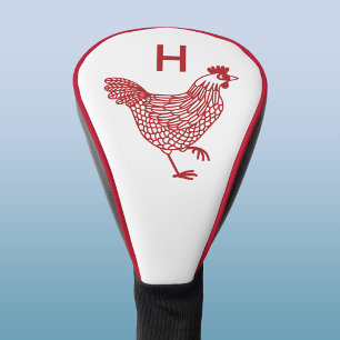 Chicken Hen Monogram Initial Golf Head Cover