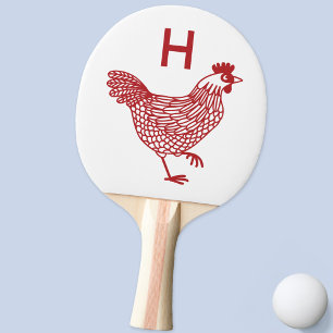 Chicken Hen Monogram Initial Ping Pong Paddle