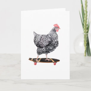 Chicken Hen on Skateboard Blank Greeting Card