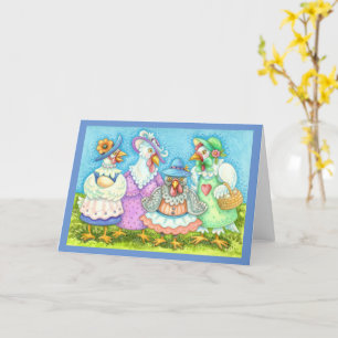 CHICKEN HEN PARTY, COUNTRY FEATHERED FRIENDS Blank Card
