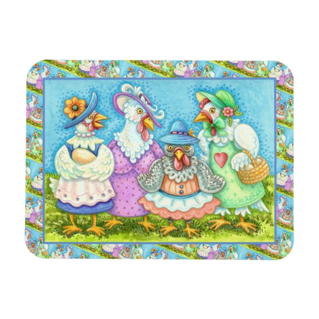 CHICKEN HEN PARTY, COUNTRY FEATHERED FRIENDS Funny Magnet (Horizontal)