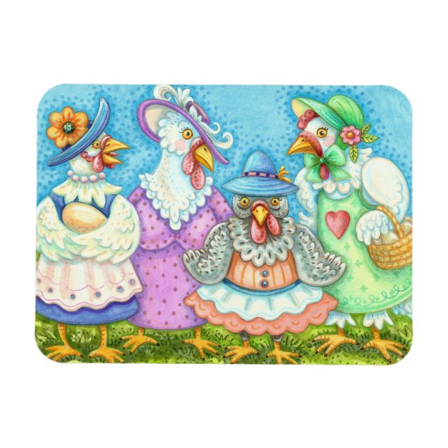 CHICKEN HEN PARTY, COUNTRY FEATHERED FRIENDS Funny Magnet (Horizontal)