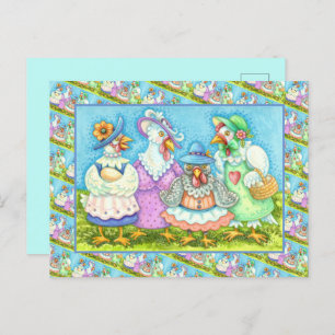CHICKEN HEN PARTY, COUNTRY FEATHERED FRIENDS Funny Postcard