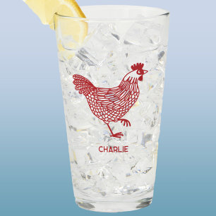 Chicken Hen Personalised Glass