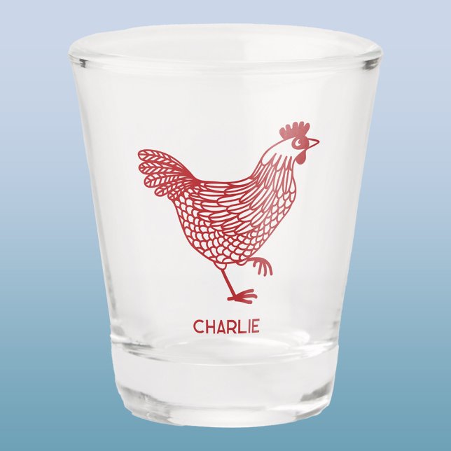 Chicken Hen Personalised Shot Glass (Chicken hen poultry personalized shot glass)
