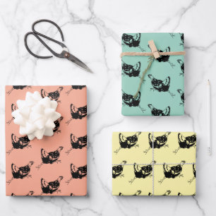 Chicken Hen Running Design Wrapping Paper Sheets