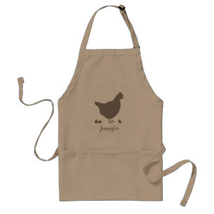Chicken Hen Silhouette In Brown With Custom Name Standard Apron