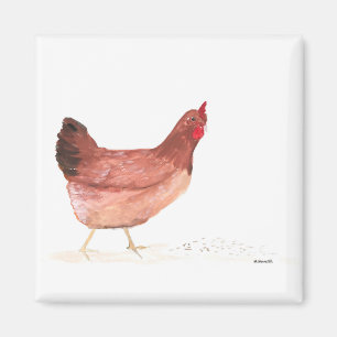 Chicken hen watercolor farm animals bird vintage magnet