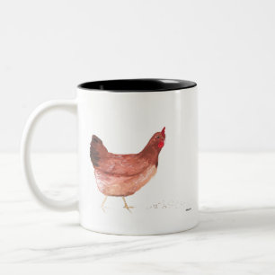 Chicken hen watercolor farm animals bird vintage Two-Tone coffee mug