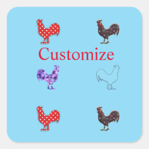 Chicken Hens  Thunder_Cove Square Sticker
