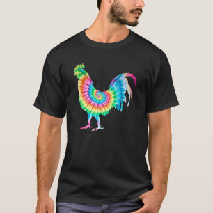 Chicken Hippy Farmer Rainbow Tie Dye Farming T-Shirt