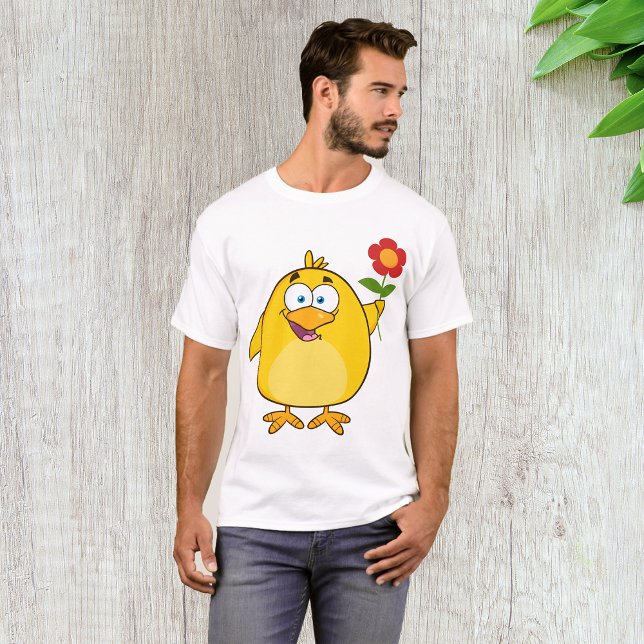 Chicken Holding A Flower Mens T-Shirt (Creator Uploaded)