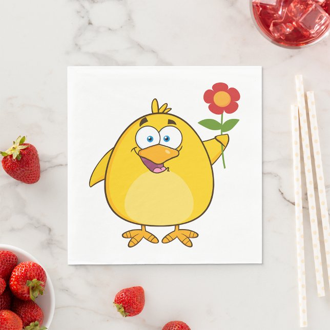 Chicken Holding A Flower Paper Napkins (Creator Uploaded)