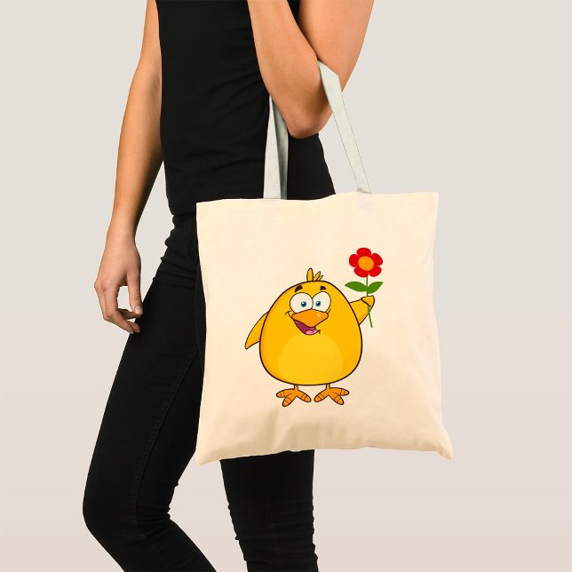 Chicken Holding A Flower Tote Bag (Creator Uploaded)