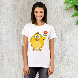 Chicken Holding A Flower Womens T-Shirt