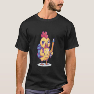 Chicken Holding Pencil Back To School Farm Animal  T-Shirt