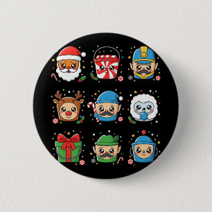 Chicken Holiday Coop Crew, Cute Cartoon Character 6 Cm Round Badge