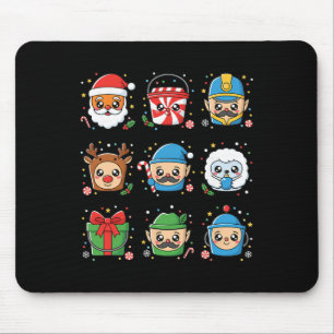 Chicken Holiday Coop Crew, Cute Cartoon Character Mouse Pad