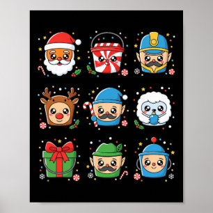 Chicken Holiday Coop Crew, Cute Cartoon Character Poster