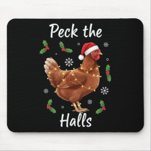 Chicken Holiday, Peck The Halls Santa Hen Mouse Pad