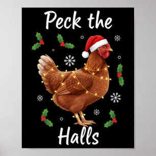 Chicken Holiday, Peck The Halls Santa Hen Poster