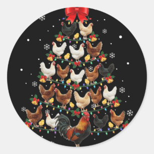 Chicken Holiday Tree, For Ckyard Flock Fans Classic Round Sticker