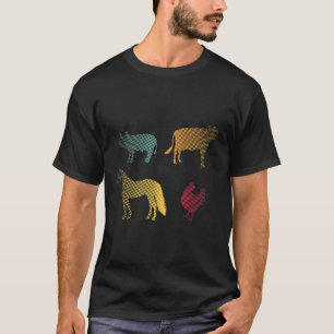 Chicken Horse Pig Cow Farm Farmer Retro 70s 80s An T-Shirt