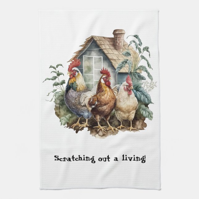 Chicken House  Roosters Tea Towel (Vertical)