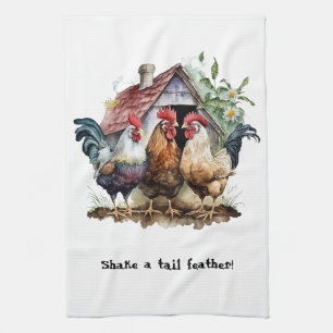Chicken House Roosters Tea Towel