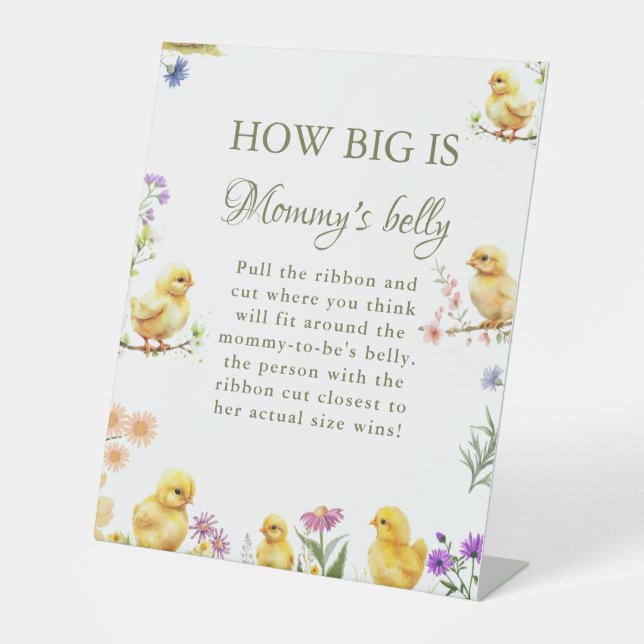 Chicken  How Big is mummy's belly Baby Shower Game Pedestal Sign (Front)