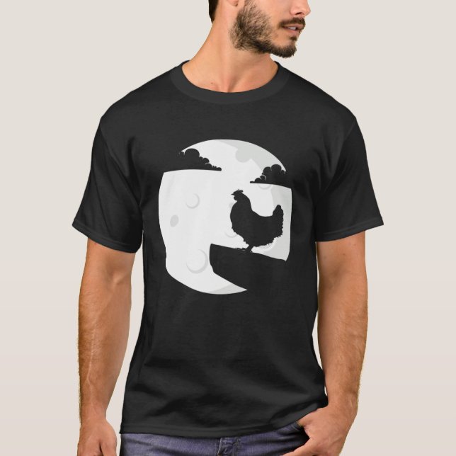 Chicken Howling Moon  Animal Silhouette Women Boys T-Shirt (Front)