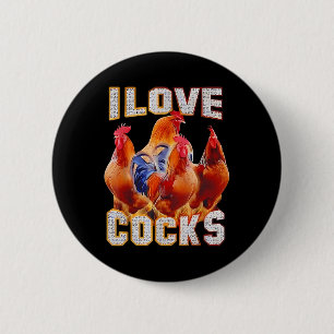 Chicken I Love S 6 Cm Round Badge