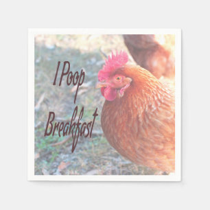 Chicken I poop Breakfast Funny Humour Napkin