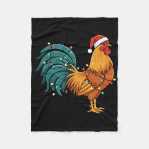 Chicken I Rock A Festive Rooster In A Santa Hat Fleece Blanket