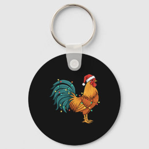 Chicken I Rock A Festive Rooster In A Santa Hat Key Ring