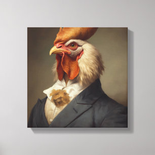 Chicken In a Suit Animal Art Animal in a Suit Canvas Print