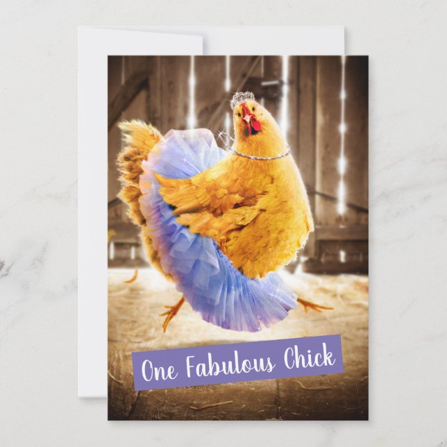 Chicken in a Tutu Invitation (Front)