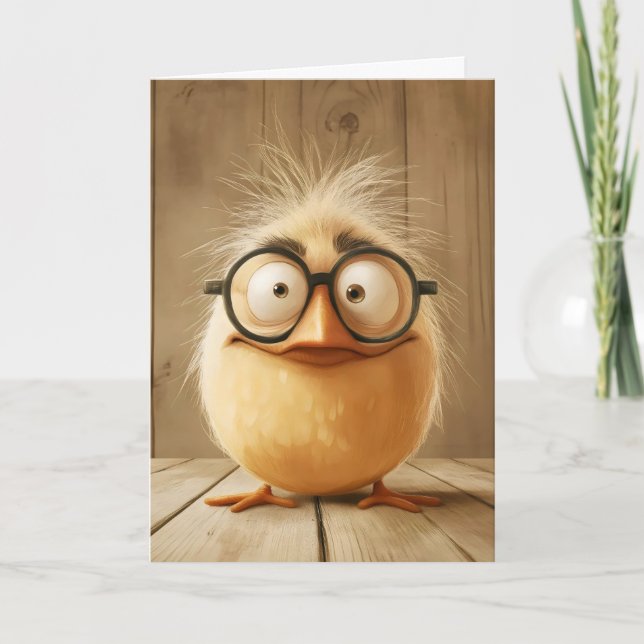 Chicken in Glasses Admin Day Holiday Card (Front)
