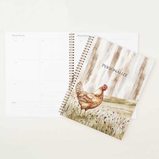 Chicken in Grass Field of Flowers Planner (Display)