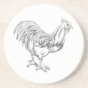 Chicken in Pen & Ink Coaster