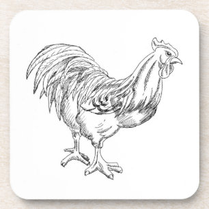 Chicken in Pen & Ink Coaster