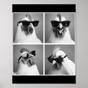 Chicken In Photobooth Rooster With Sungles Poster