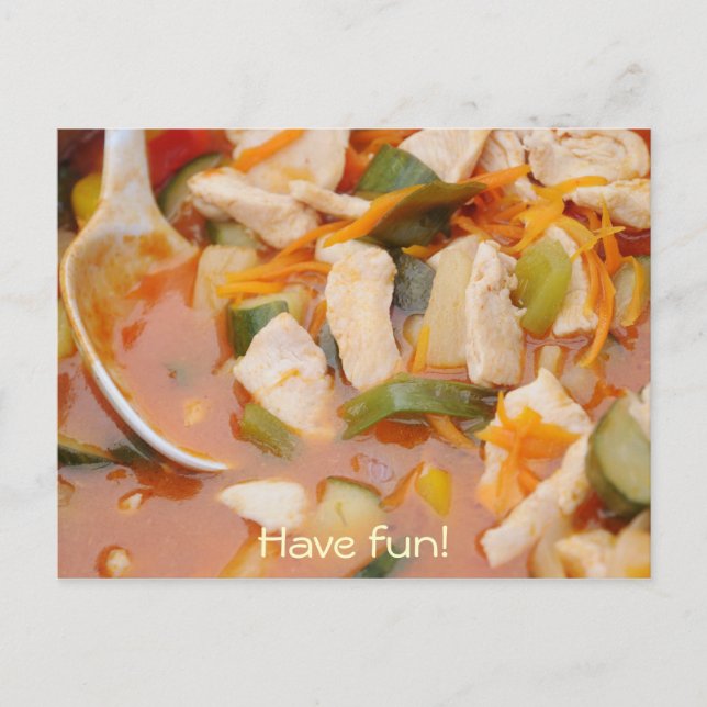 chicken in red curry with vegetables postcard (Front)