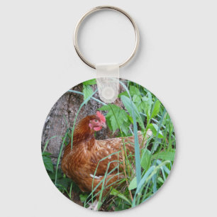 Chicken in the Grass Key Ring