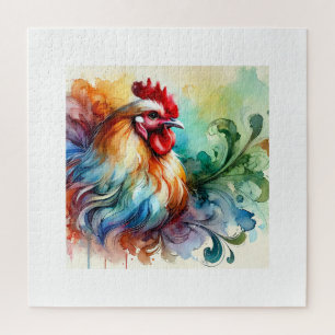 Chicken in Watercolor 130724AREF120 - Watercolor Jigsaw Puzzle