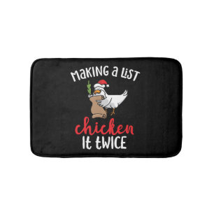 Chicken It Twice Funny Chicken Christmas Design Bath Mat