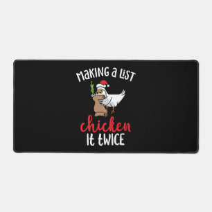 Chicken It Twice Funny Chicken Christmas Design Desk Mat
