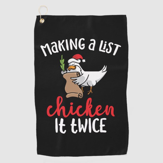 Chicken It Twice Funny Chicken Christmas Design Golf Towel (Front)