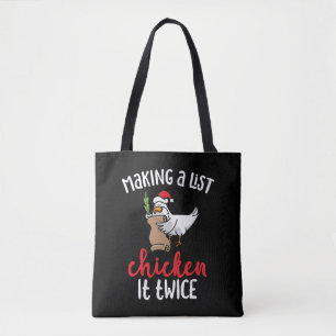 Chicken It Twice Funny Chicken Christmas Design Tote Bag
